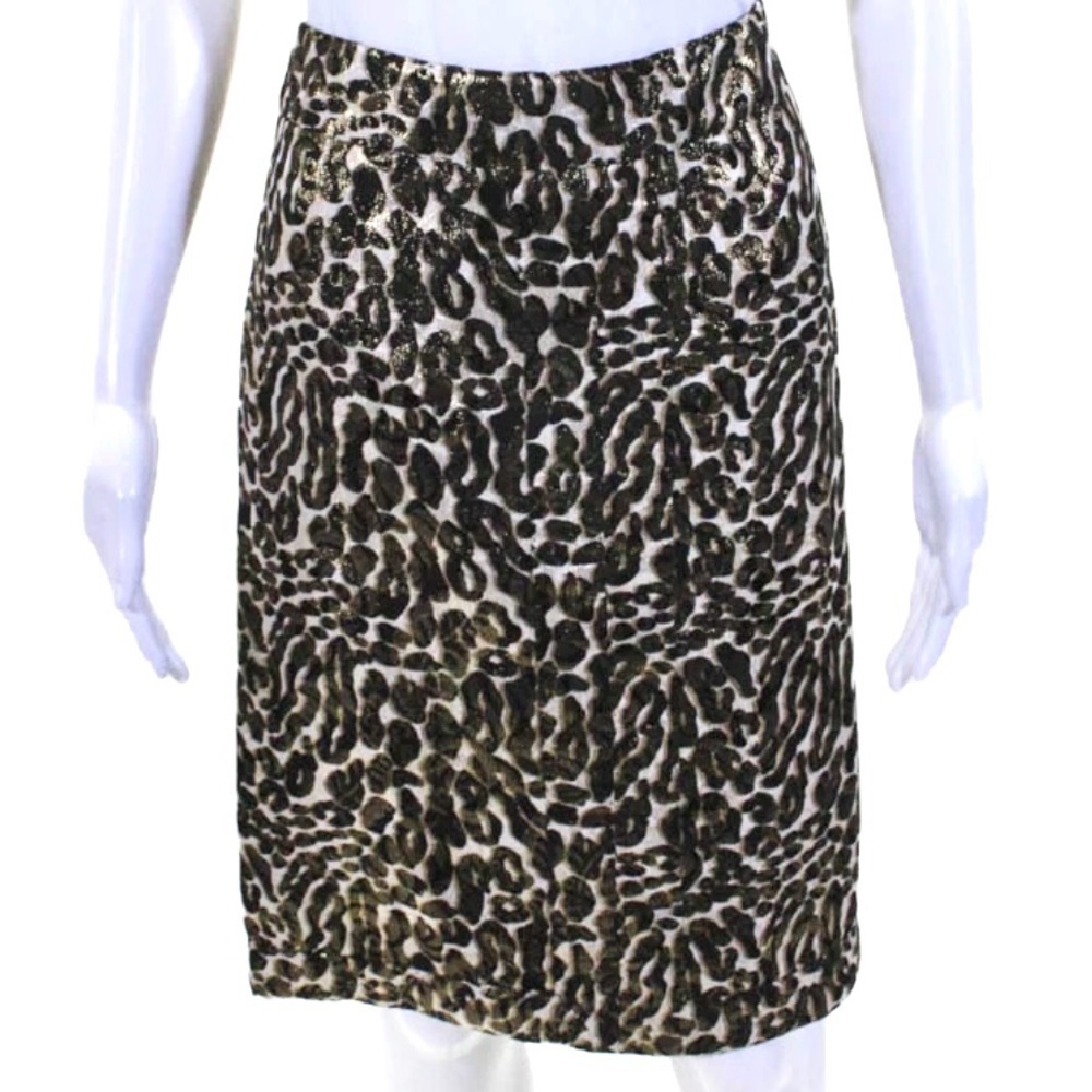 Tory Burch Leopard-Print Pencil Skirt in Black, Brown, Cream